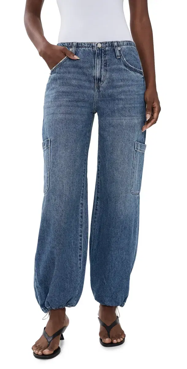 DAZE Mirage Mid Rise Cargo Harem Jeans SNAP