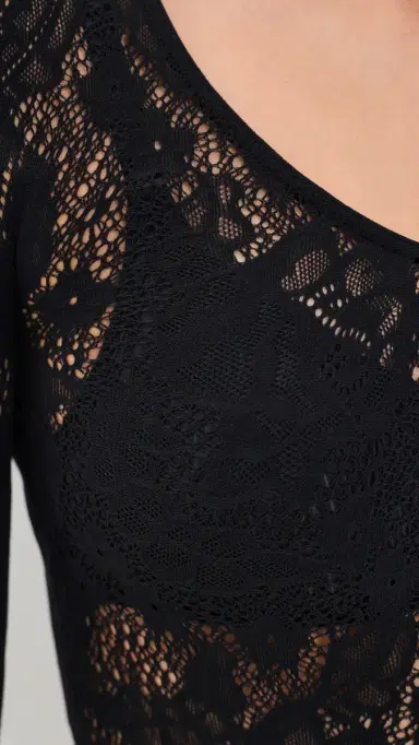 Wolford Infinite Rose Net Long Sleeve Tee Black L | Thumbnail 6