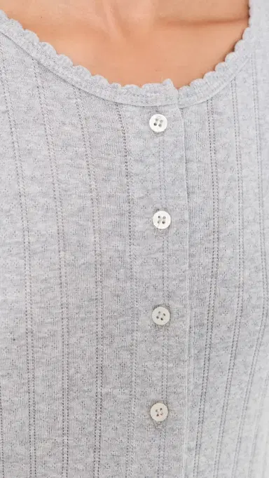 LESET Pointelle Classic Cardigan II Light Grey Melange S | Thumbnail 6