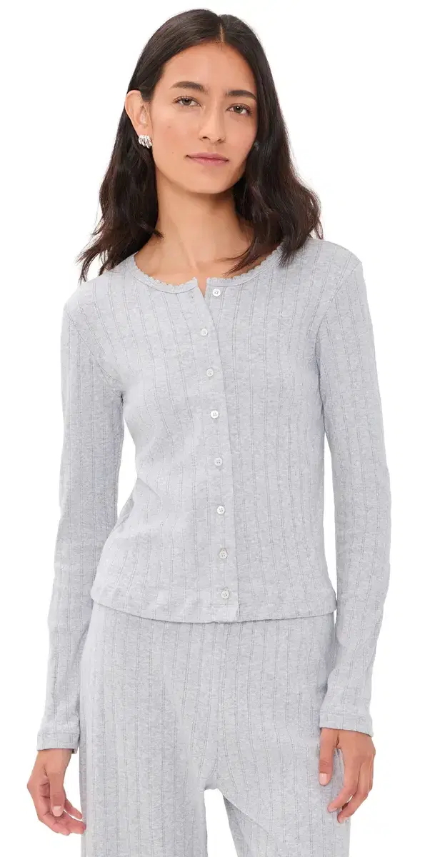 Pointelle Classic Cardigan II ight Grey Melange