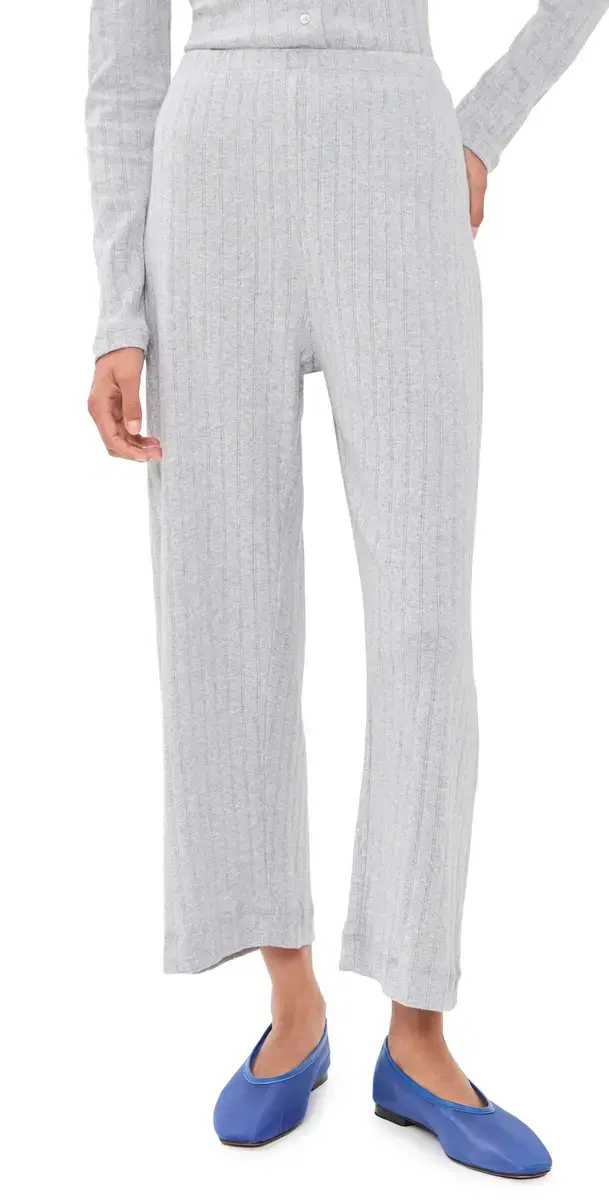 LESET Pointelle Crop Wide eg Pants ight Grey Melange
