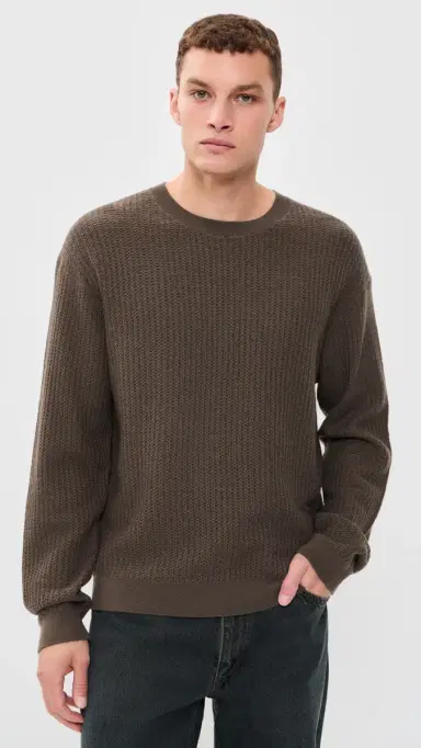 Frame Textured Crew Neck Wool Sweater | Thumbnail 2