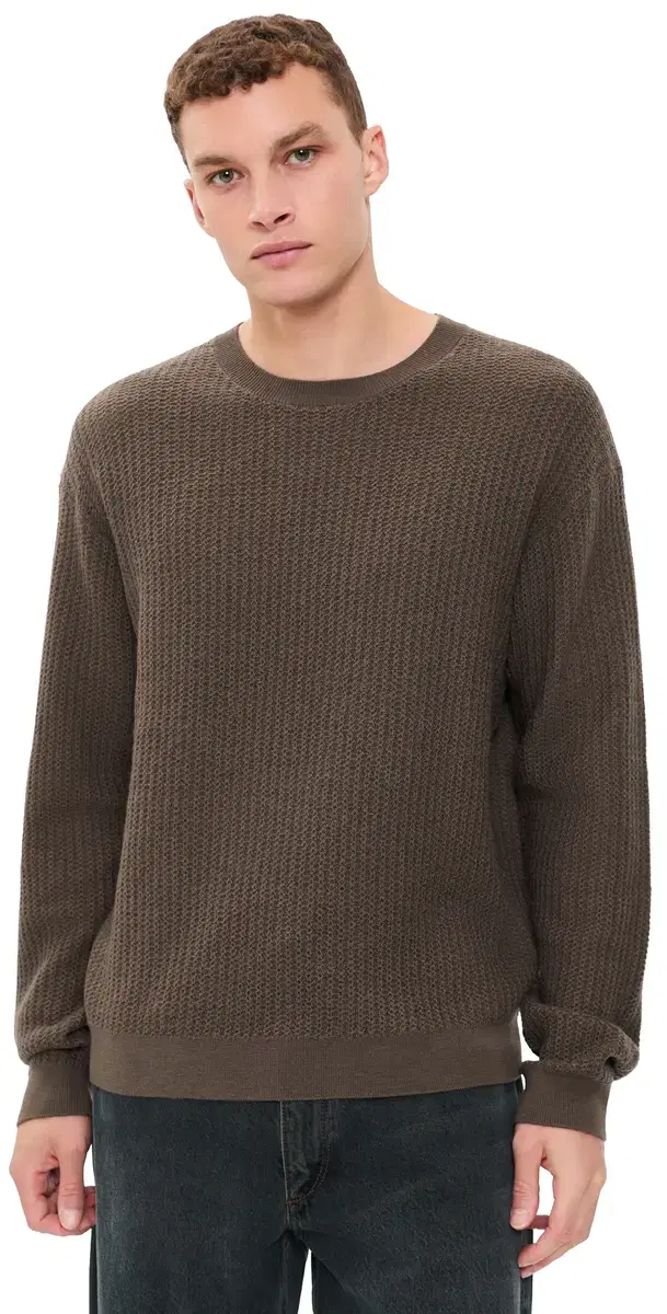 Frame Textured Crew Neck Wool Sweater