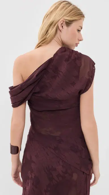 ROAME. Marcel Asymmetrical Sheer Burnout Top Mulberry Jacquard S | Thumbnail 3