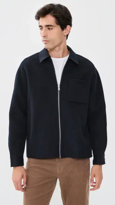 Frame Double Face Wool Zip Shirt Jacket Dark Navy | Thumbnail 2