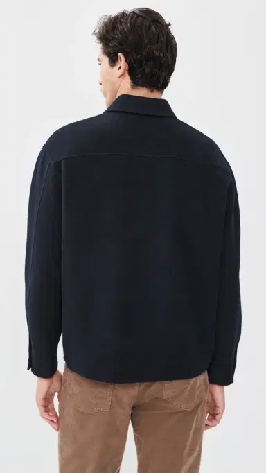Frame Double Face Wool Zip Shirt Jacket Dark Navy | Thumbnail 3