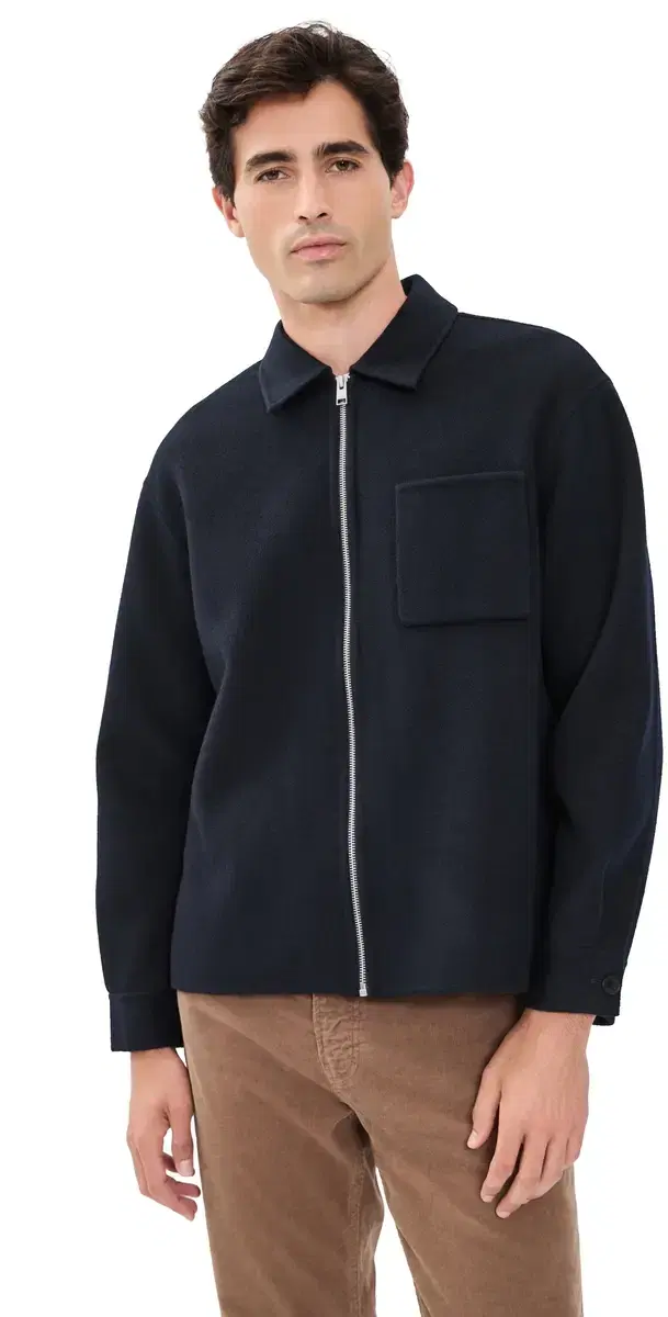 Frame Double Face Wool Zip Shirt Jacket Dark Navy