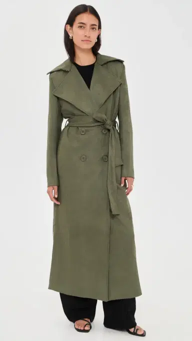 Bardot Kira Faux Suede Trench Coat Khaki | Thumbnail 5 Bardot Kira Faux Suede Trench Coat Khaki | Thumbnail 5