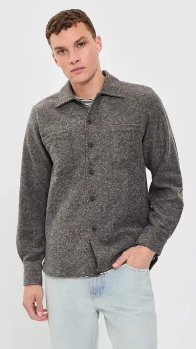 UNIVERSAL WORKS Dam arl Knit Overshirt id Brown | Thumbnail 2