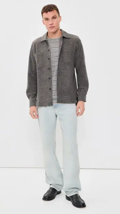 UNIVERSAL WORKS Dam arl Knit Overshirt id Brown | Thumbnail 5