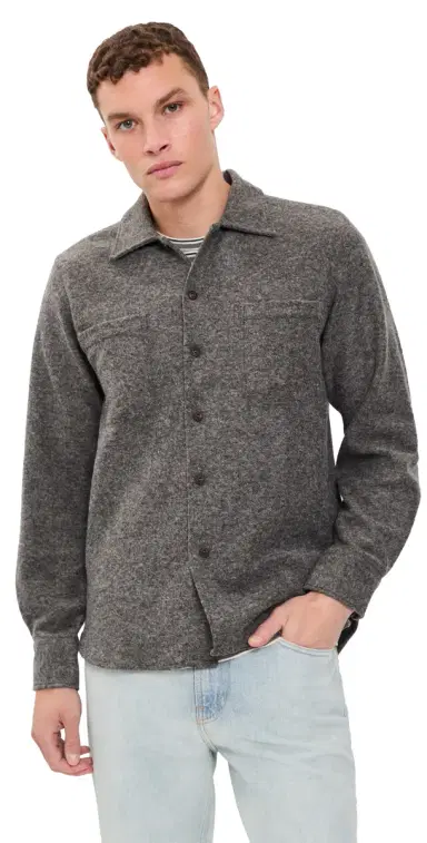 UNIVERSAL WORKS Dam arl Knit Overshirt id Brown | Thumbnail 1