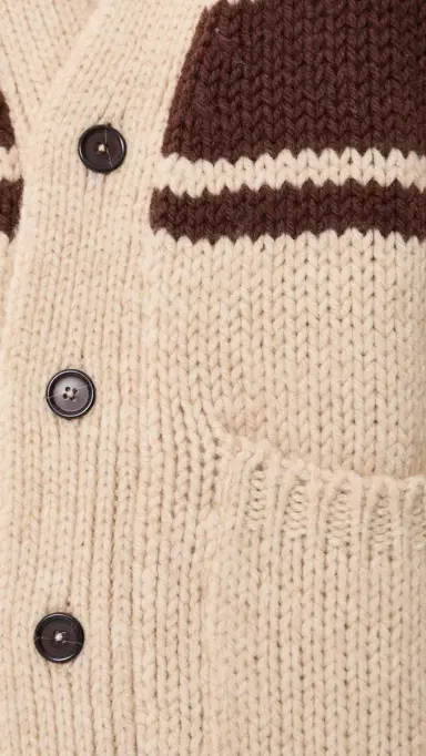UNIVERSAL WORKS angdale Chunky Knit Stripe Cardigan Ecru | Thumbnail 6
