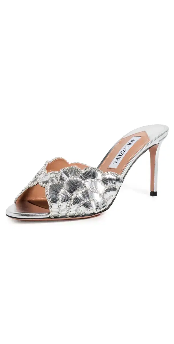 Aquazzura Ce Soir Mules 75mm Silver