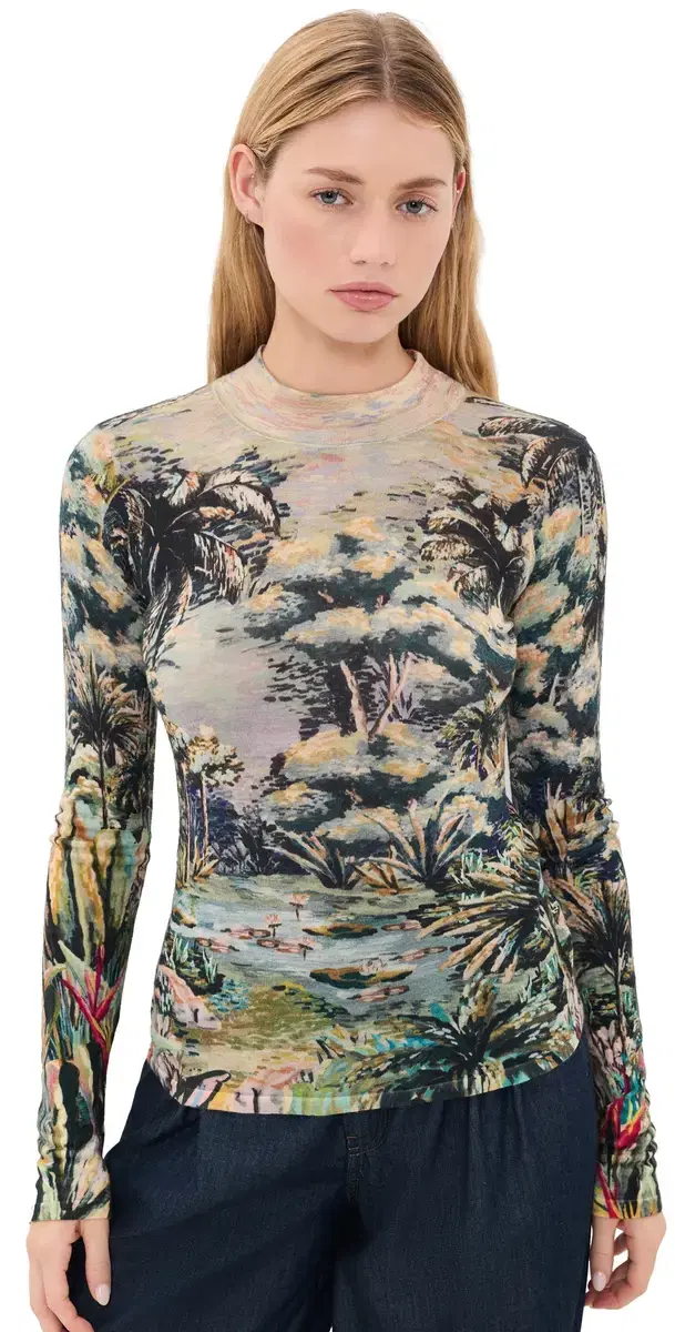 FARM Rio Petricor Knit Layer Top Petricor ulticolor