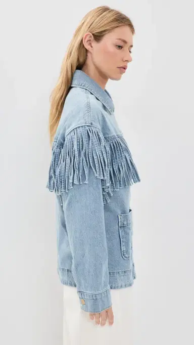 Show Me Your Mumu Western Denim Fringe Jacket Jet tream Blue | Thumbnail 4