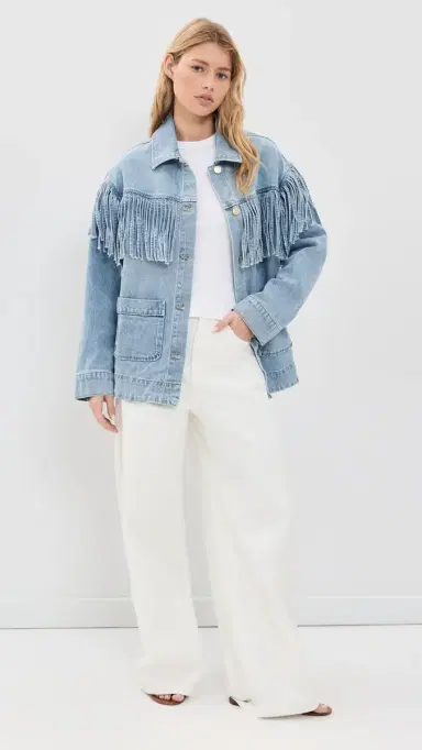 Show Me Your Mumu Western Denim Fringe Jacket Jet tream Blue | Thumbnail 5