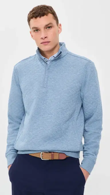 RLX Ralph Lauren Quilted Double Knit Quarter Zip Ocean Heather S | Thumbnail 2