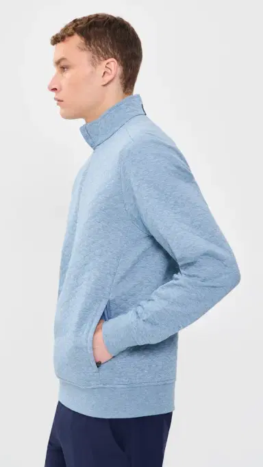 RLX Ralph Lauren Quilted Double Knit Quarter Zip Ocean Heather S | Thumbnail 4