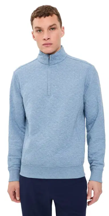 RLX Ralph Lauren Quilted Double Knit Quarter Zip Ocean Heather S | Thumbnail 1