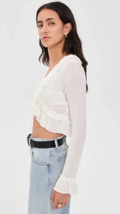 LIONESS Venice Ruffle Blouse Porcelain | Thumbnail 5 LIONESS Venice Ruffle Blouse Porcelain | Thumbnail 5