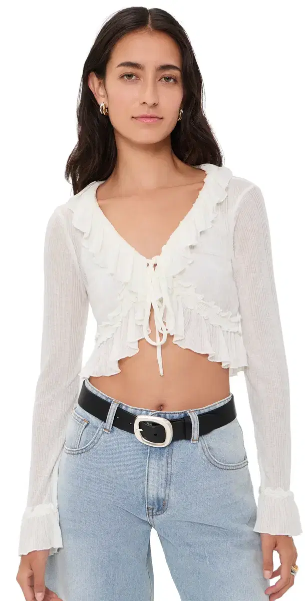 LIONESS Venice Ruffle Blouse Porcelain