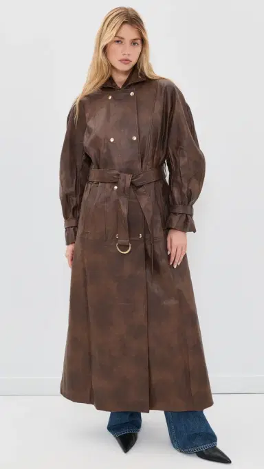 Bardot Milana Faux Leather Trench Coat Dark Choco | Thumbnail 2 Bardot Milana Faux Leather Trench Coat Dark Choco | Thumbnail 2