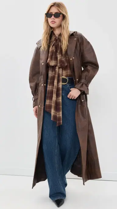 Bardot Milana Faux Leather Trench Coat Dark Choco | Thumbnail 5 Bardot Milana Faux Leather Trench Coat Dark Choco | Thumbnail 5