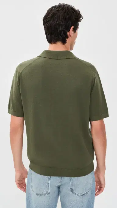Madewell Johnny Collar Sweater Polo Olive Drab | Thumbnail 3 Madewell Johnny Collar Sweater Polo Olive Drab | Thumbnail 3
