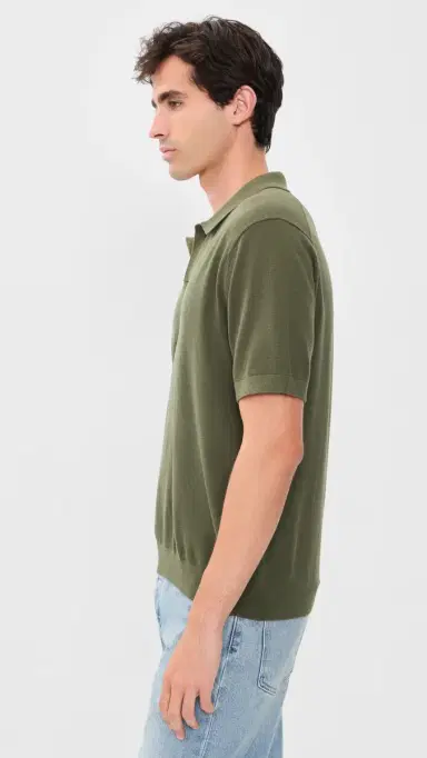 Madewell Johnny Collar Sweater Polo Olive Drab | Thumbnail 4 Madewell Johnny Collar Sweater Polo Olive Drab | Thumbnail 4