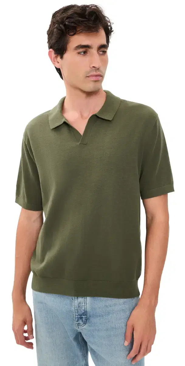 Madewell Johnny Collar Sweater Polo Olive Drab