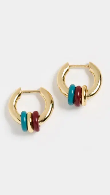 Madewell Enamel Small Multi Ring Hoop Earrings Pomegranate Seed One Size | Thumbnail 2