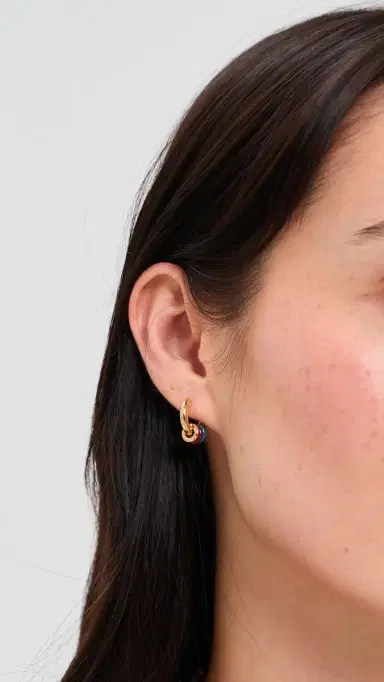 Madewell Enamel Small Multi Ring Hoop Earrings Pomegranate Seed One Size | Thumbnail 3