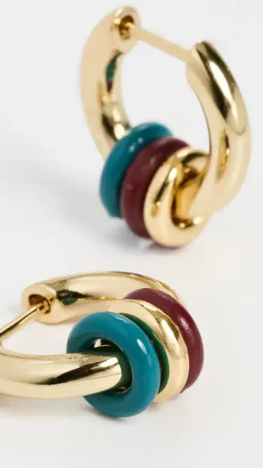 Madewell Enamel Small Multi Ring Hoop Earrings Pomegranate Seed One Size | Thumbnail 4