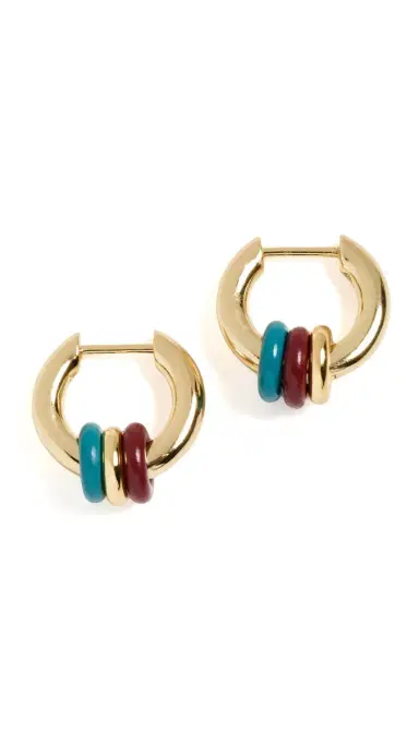 Madewell Enamel Small Multi Ring Hoop Earrings Pomegranate Seed One Size | Thumbnail 5