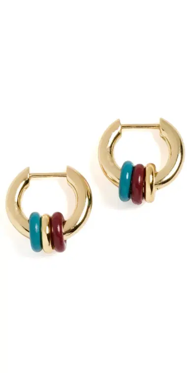 Madewell Enamel Small Multi Ring Hoop Earrings Pomegranate Seed One Size | Thumbnail 1