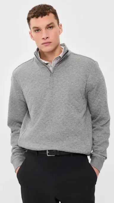 RLX Ralph Lauren Quilted Double Knit Quarter Zip Pullover etalic Grey Heather | Thumbnail 2 RLX Ralph Lauren Quilted Double Knit Quarter Zip Pullover etalic Grey Heather | Thumbnail 2