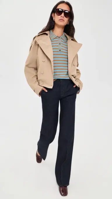 La Ligne Striped Ben Polo Sweater Camel/Cerulean | Thumbnail 5 La Ligne Striped Ben Polo Sweater Camel/Cerulean | Thumbnail 5