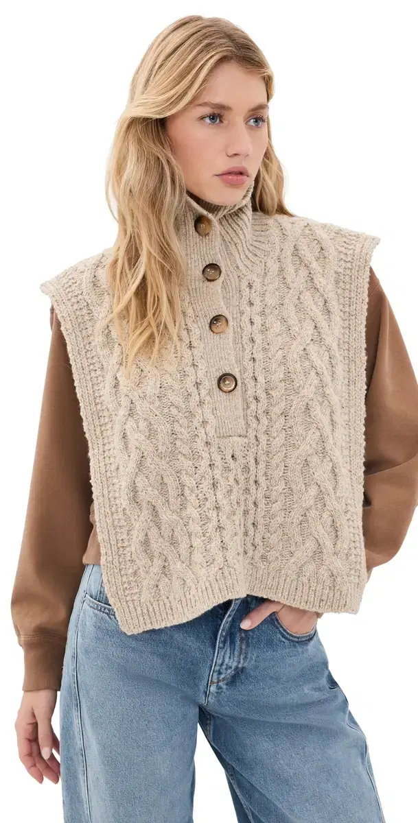 Isabel Marant Kara Cable Knit Scarf Beige One Size