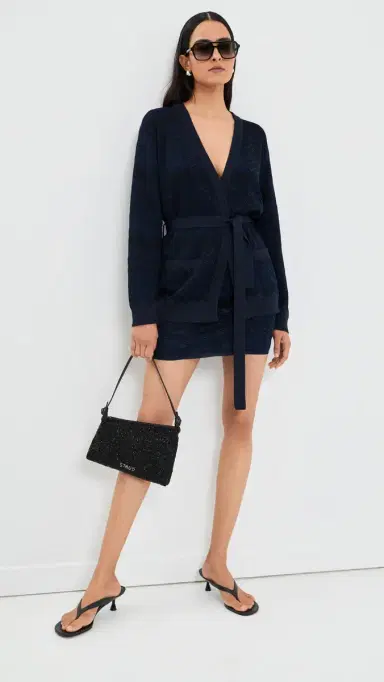 Missoni Chevron Miniskirt Solid Navy Blue | Thumbnail 5