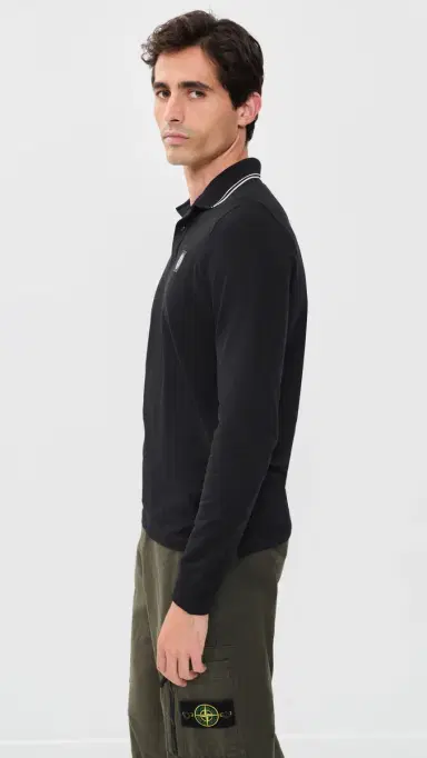 Stone Island Long Sleeve Polo Black | Thumbnail 4 Stone Island Long Sleeve Polo Black | Thumbnail 4