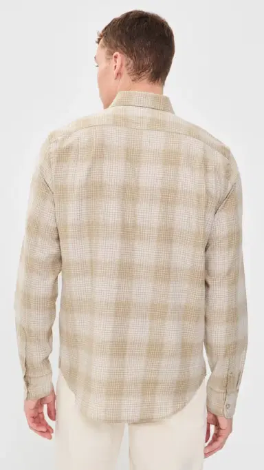 Vince Ballow Plaid Long Sleeve Shirt H Oatmeal Combo | Thumbnail 3 Vince Ballow Plaid Long Sleeve Shirt H Oatmeal Combo | Thumbnail 3