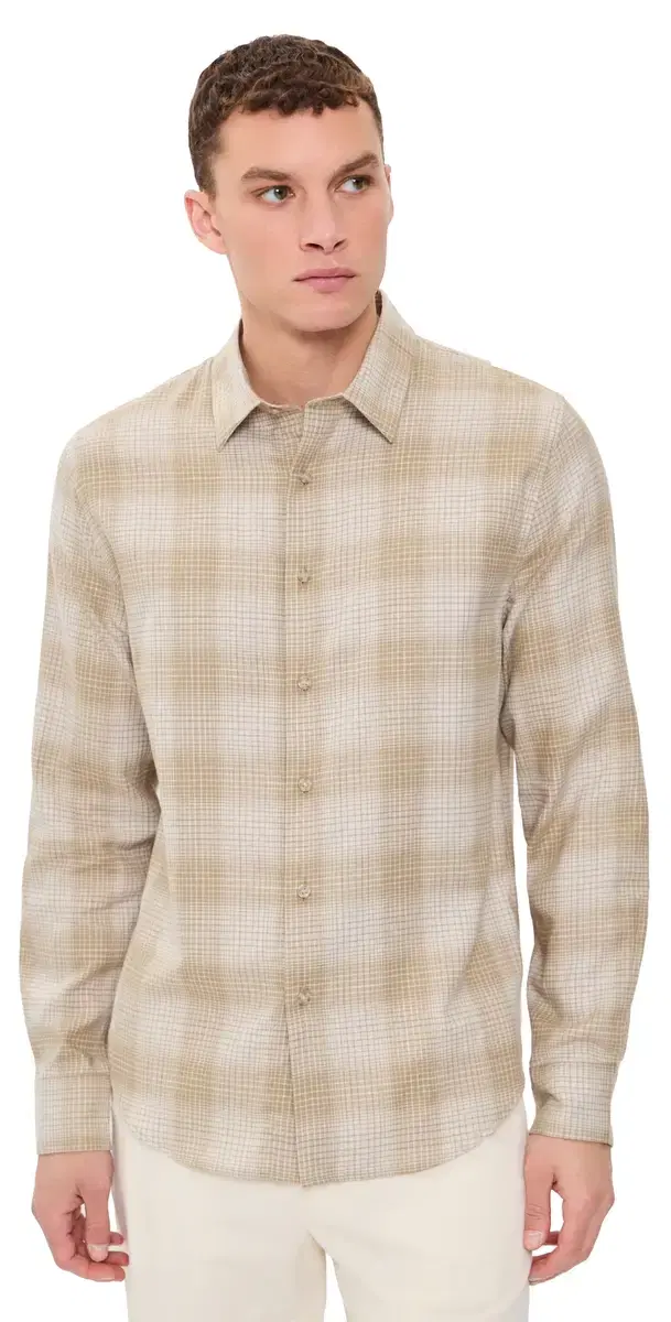 Vince Ballow Plaid Long Sleeve Shirt H Oatmeal Combo