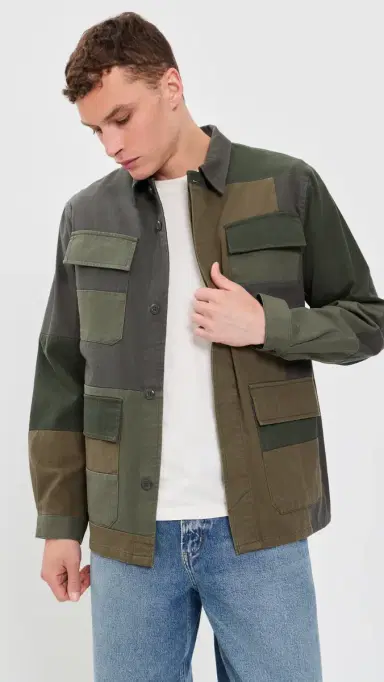 UNIVERSAL WORKS W Patchwork Twill Fatigue Jacket Olive | Thumbnail 2