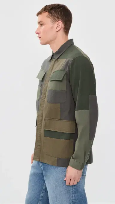 UNIVERSAL WORKS W Patchwork Twill Fatigue Jacket Olive | Thumbnail 4