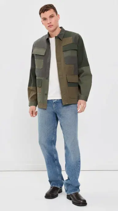 UNIVERSAL WORKS W Patchwork Twill Fatigue Jacket Olive | Thumbnail 5