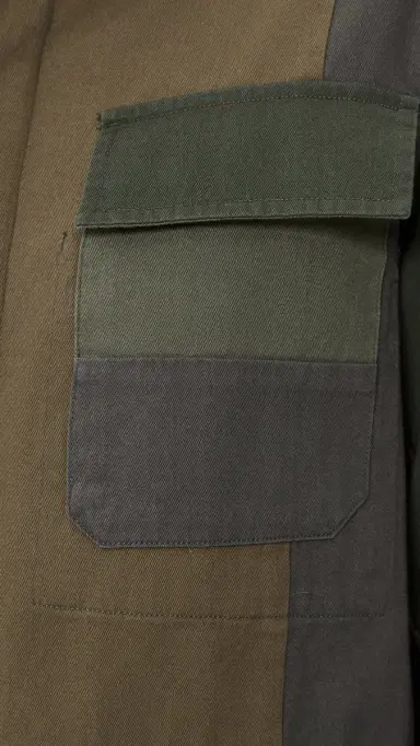 UNIVERSAL WORKS W Patchwork Twill Fatigue Jacket Olive | Thumbnail 6
