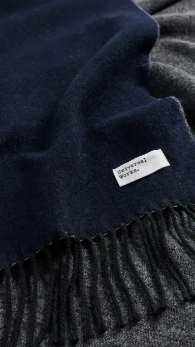 UNIVERSAL WORKS Double Sided Scarf Navy/Mid Grey One Size | Thumbnail 4