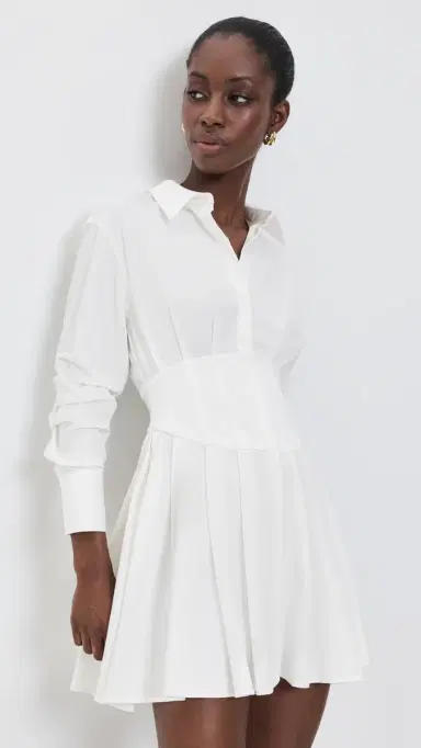 Alice + Olivia Edie Corset Button Down Mini Dress Off White | Thumbnail 2