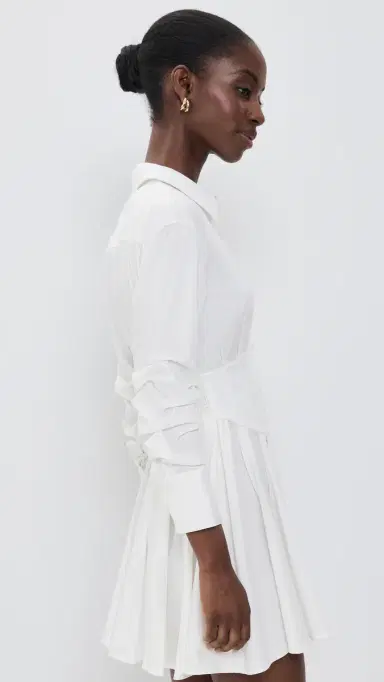 Alice + Olivia Edie Corset Button Down Mini Dress Off White | Thumbnail 4