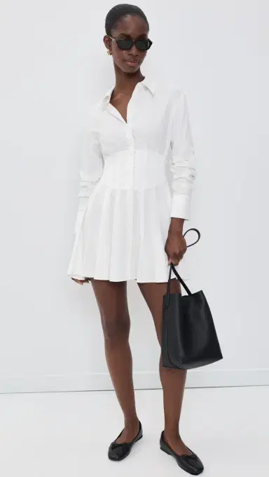 Alice + Olivia Edie Corset Button Down Mini Dress Off White | Thumbnail 5